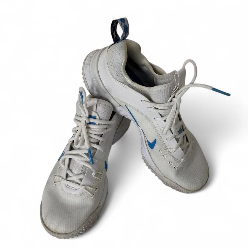 Nike‎ Huarache 9 Elite Turf LAX Lacrosse Shoe Tarheel White/Carolina Blue Size 8